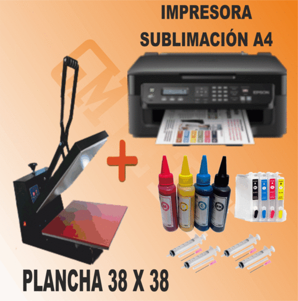 PLANCHA 38 X 38 CM  + IMPRESORA A4 +  KIT SUBLIMACIÓN